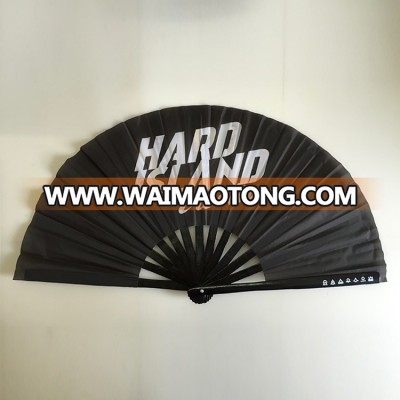 Custom chinese printed folding kung fu bamboo hand fan